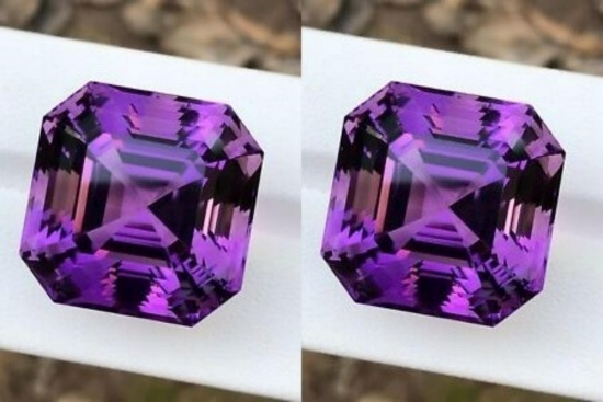 Natural Asscher Amethyst Pair 20.00 MM - FL/VVS