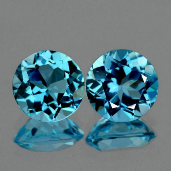 Natural Sky Blue Topaz Pair 8.00 MM[Flawless-VVS]