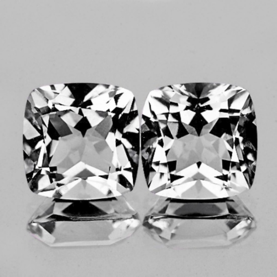 Natural Cushion Brazil White Topaz Pair {Flawless-VVS1}
