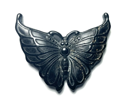 Old Hongshan Culture Black Jade Pendant