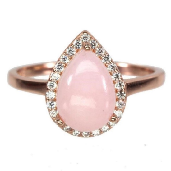 Natural Unheated Pear Pink Opal Ring