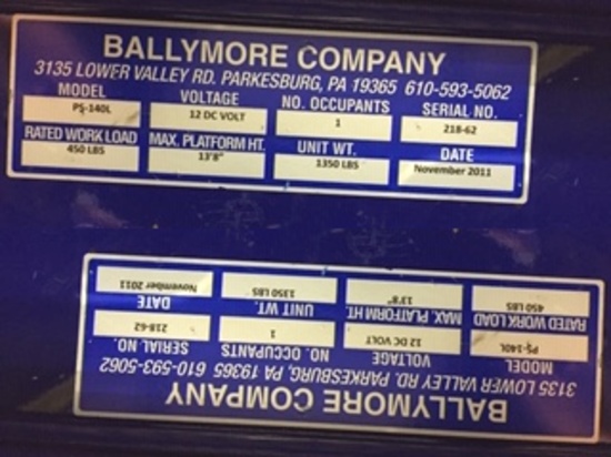 BALLYMORE PS-140L ELECTRIC LIFT