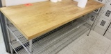 Butcher block table w/ 2 lower wire shelves