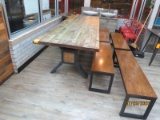 Large Banquet Table With 4 Benches.