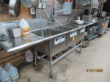 3 Basin Wash Sink With Sprayer And Sanitizing System