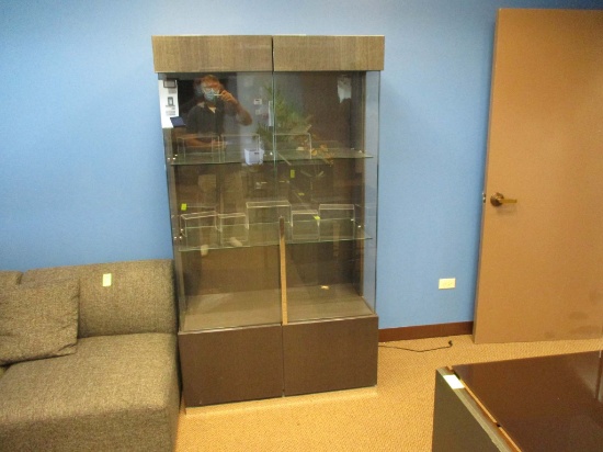 Wood and Glass Lighted Display Case