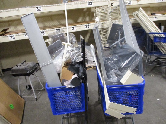 A lot consisting of a 2 - grocery carts full of Gondola Pieces - Carts are Included