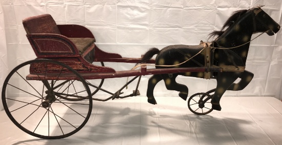 1800s - 1900s Horsemobile Peddle Car / Sulky Dubuque, Iowa