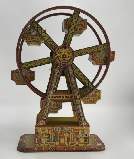 J. Chein Ferris Wheel Wind Up Tin Litho Toy