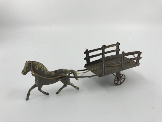 Early Tin Horse and Wagon