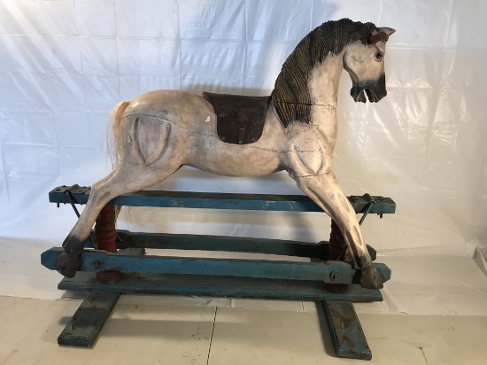 1940s - 1950s Wooden Gliding Rocking Horse