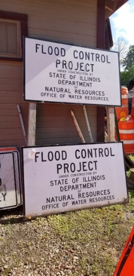 LOT of 2 Flod Control Project Signs