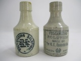 LOT (2) Stoneware Advertising Bottles - Vulcanizing Solution BF Goodrich
