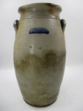 6 Gal. Decorated Saly Glaze Ovoid Churn - F. Young