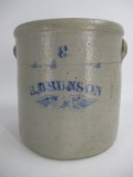 3 Gal. E. Brunson Salt Glaze Crock - Inverted Number Stamp