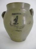 1 Gal. Decorated  H. Addington Stoneware Ovoid Jar / Churn