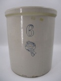 6 Gal. Buckeye Pottery Blue Ribbon Crock - Macomb