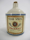 1 Quart Blue Banded Jug w/ Cedar Springs Whiskey Paper Label - Spokane, Wash