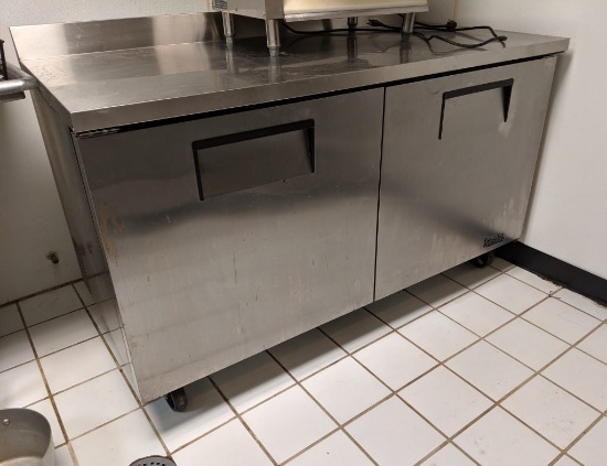 True stainless 5’x3’ two door worktop refrigerator