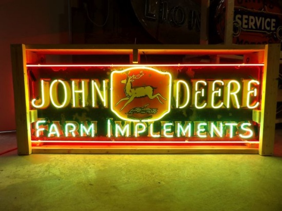 John Deere Farm Implements Neon Porc. Sign
