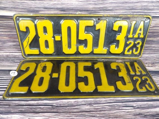 1923 Iowa License Plates