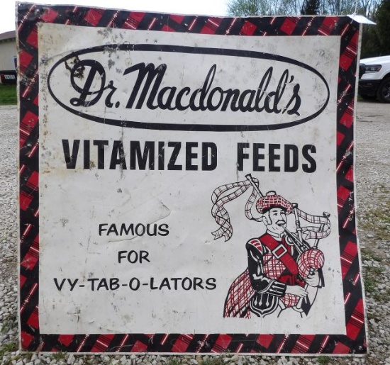 Dr. Macdonald's Vitamized Feeds "Famous For Vy-Tab-O-Lators" Sign