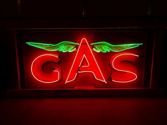 Flying A Gas Station Neon Porcelain Sign
