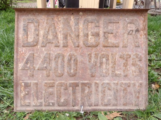 Stamped steel Danger 4400 Volts Electricity