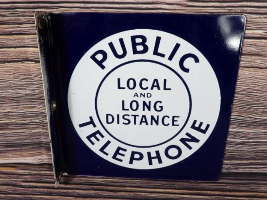 Public Telephone Porc. Flange Sign