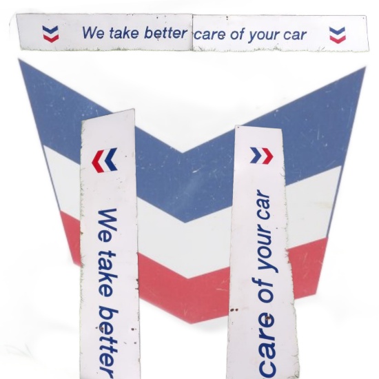 Chevron Enamel  We Take Better Care of Your Car Sign