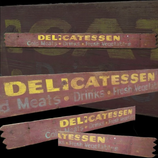 Delicatessen Cold Meats-Drinks-Fresh Vegetables Sign