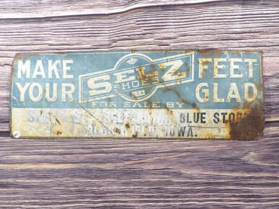 Selz Shoes Tin Tacker Sign