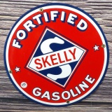 Skelly Porc.Gas Pump Plate Sign