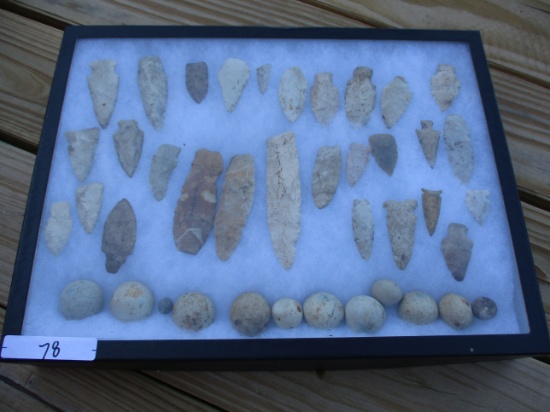 Lot of IL, IA, MO Indian Artifacts - Arrowheads