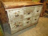 Painted Primitive 6 Drawer Store Counter