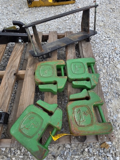 Lot Of (4) John Deere Lawn Tractor Weights With Bracket