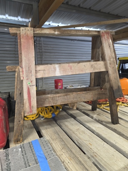 Lot Of Two Wooden Sawhorses