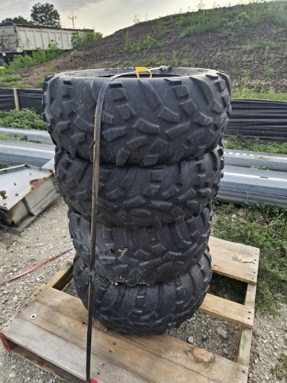 Four 25x10.00-12 Four-Wheeler Rims And Tires