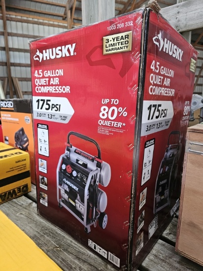 Husky 4.5 Gal. 175 PSI Portable Electric Quiet Twin Stack Jobsite Air Compressor (Model 3320445)