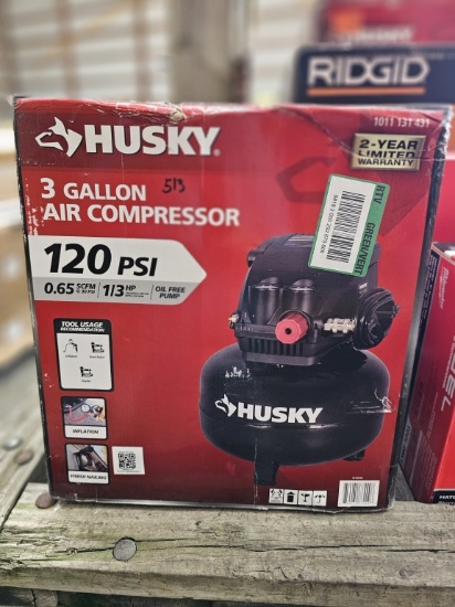 Husky 3 Gal. 120 PSI Portable Electric Oil-Free Pancake Air Compressor (Model 0210342A)