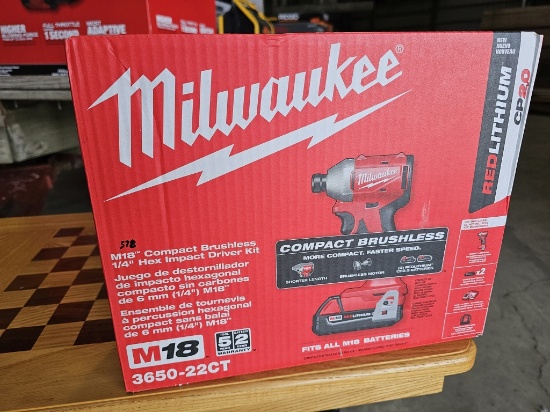 Milwaukee M18 Compact Brushless 1/4" Hex Impact Driver Kit (Model 3650-22CT)