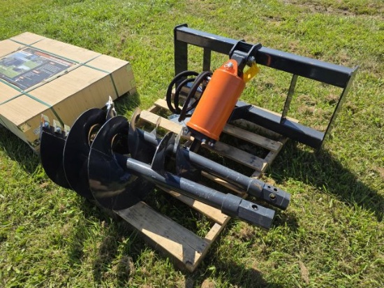 Wolverine Skid Steer Quick Attach Post Hole Digger w/ Augers
