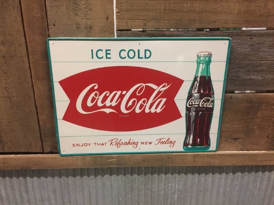Coca Cola Tin Fish Tail Sign