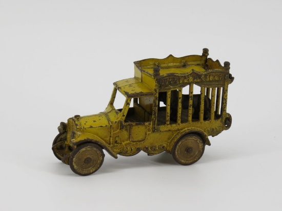 Yellow Hubley small Overland Circus truck w/ lion