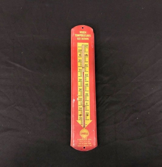 Shell Furnace Oil Tin Thermometer
