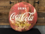 Drink Coca Cola Sign of Good Taste Tin Button Sign