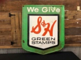 We Give S & H Green Stamps Embossed Tin Sign