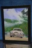 Original Oil on Canvas of Porsche Race Car w/Alps in the background