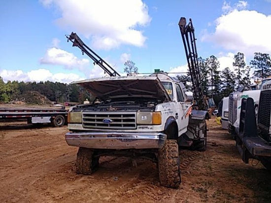 1991 FORD SD CUSTOM SPRAY TRUCK, 7.3L INTERNATIONAL DIESEL, 5SPD, PTO, 500G STAINLESS STEEL TANK, (2