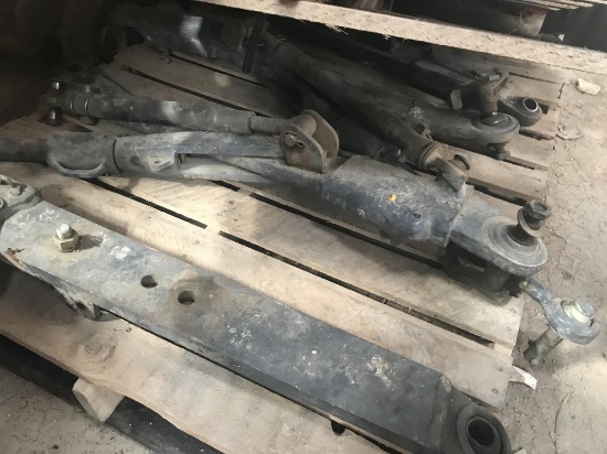 (1) PALLET OF TRACTOR ADJUSTMENT ARMS, UNUSED MUFFLER, INOP BLOWERS,